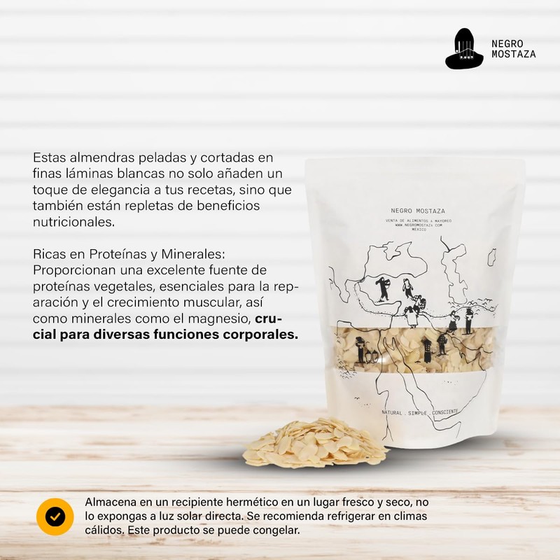NEGRO MOSTAZA Almendra Fileteada - Ideal para la repostería. Le