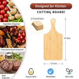Zubebe 12 Pcs Bulk Cutting Board Wood Chopping Board with Handle Laser Engraving Serving Board Charcuterie Boards for Customized Mother's Day Wedding Housewarming Gift (Bamboo, 11" x 5 ")