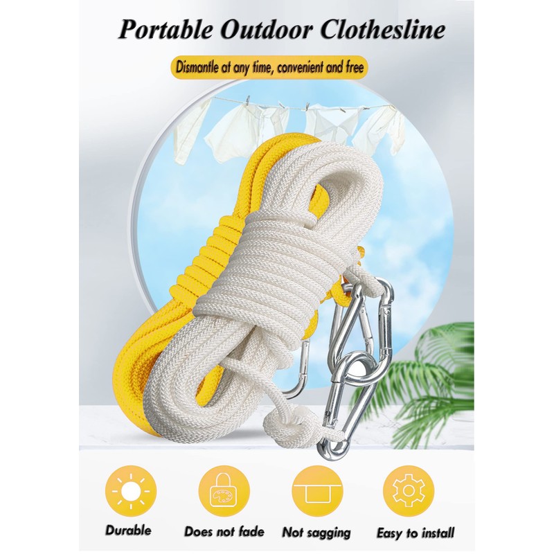 BanYakong Clothesline Clothes Drying Rope Portable Travel Clothesline Adjustable for