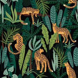CHIHUT Leopard King Peel and Stick Wallpaper Self Adhesive Removable Jungle Animal Wallpaper Tropical Green Leaf Contact Paper Waterproof Wall Paper Decorative Vinyl Roll for Walls Cabinets 17.7”x100”