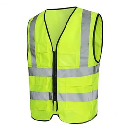 High Vis Viz Safety Waistcoat, High Visibility Reflective Strips, Yellow Safety Vest with Convenient Zipper and Pockets (XLarge)