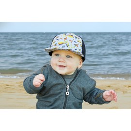 Funky Junque Baby Boy Trucker Hat Infant 0-6 Months Adjustable Mesh Snapback Cap Baby 4th of July Hat - Construction Print