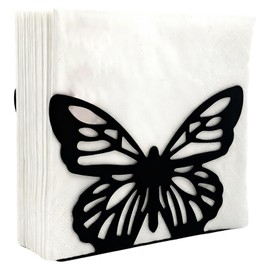 Butterfly Design Napkin Holder for Table,Metal Standing Napkin Dispenser for 6-inch Paper Napkins,Black Metal Napkin Storage for Kitchen Dining Room Coffee Bar,Mail Letter Sorter Rack