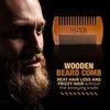 Wooden Beard Comb with Leather Case - Handcrafted Solid Beechwood