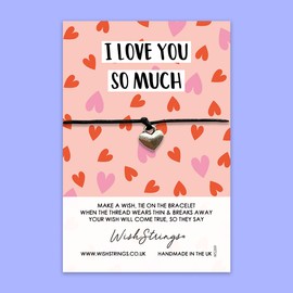 WishStrings, I Love You - Couples Friendship Bracelet – Beautiful String Bracelets with Tibetan Charm – Make a Wish Best Friend Bracelet – Hand Strung and Knotted Bracelet – Sentimental Jewellery