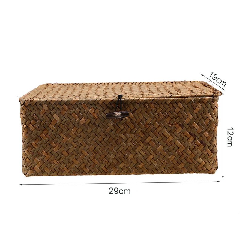 Seagrass Storage Basket Woven Storage Box with Lids Makeup Organizer