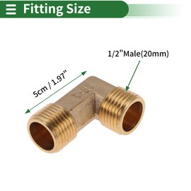 HEROFFIX Brass Pipe Fittings 1/2" Male Double External Thread Elbow (Extended Type) 1.97" 2 Pcs