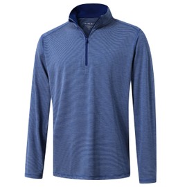M MAELREG Mens Pullover Quarter Zip Quick Dry Heather Stripe 1/4 Zip Golf Pullover Sweatshirt for Men