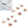 HEEPDD 20Pcs Flower Rhinestone Buttons, Flat Back Faux Pearl Flower