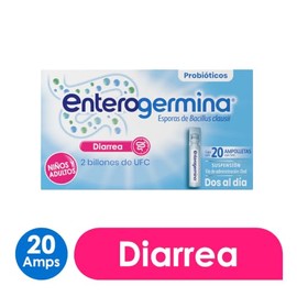 Enterogermina probióticos 2 billones, vial sin refrigeración, 20 amps.
