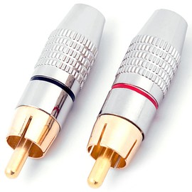 tunghey 10Pack RCA Plug Connectors Coaxial Cable Audio Adapter Gold Plug Male No Solder Connector Solderless Video Cable kit TV CCTV