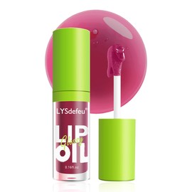 Lip Oil Lip Glaze-1Pcs Fat Lip Oil Drip,Big Brush Head Hydrating Lip Glow Oil,Shiny Transparent Tint Lip Gloss Plumping,Long Lasting Non-sticky Clear Pink Red Glow Reviver Lip Care Oil Makeup Gift-04#