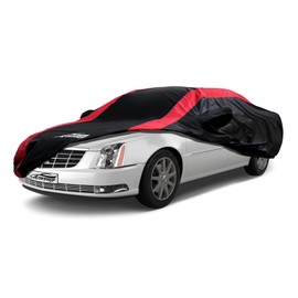 Car Cover Waterproof All Weather with Red Strip Design, Custom Fit for DTS(2006–2011), XTS(2013-2019), CT6(2016-2020), DTS Accessory with Door Zipper & Windproof Straps