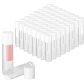 Maitys 64 Pcs Lip Balm Tubes 5 ml Empty Lip Gloss Balm Containers Refillable Rotatable Plastic Lipstick Tubes DIY Lip Gloss Holder for DIY Cosmetic (Clear)