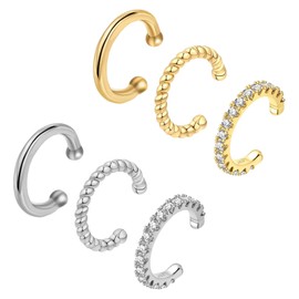 LIURFLNC Pack of 6 Earcuffs, Gold, Ear Cuff, Ear Cuff, Fake Earrings, Fake Piercings, Ear Clip, Fake Helix Non Piercing Cartilage Wrap Cuff Set for Women (Gold and Silver), Gold, silver.