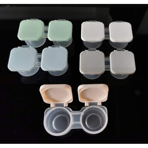 12-Pack Flip-Top Contact Lens Tight Lid Case Holder Storage Box Container Assorted Colors Deep Well Cute Contact Lens Case Travel Kit
