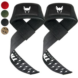 Thor Athletics Lifting Straps Fitness Weight Lifting Straps for Strength Training Powerlifting Deadlifts (Black and White)