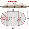 GLDDFDG Patio Umbrella Replacement Canopy 12 Ribs for 15'X9' Double