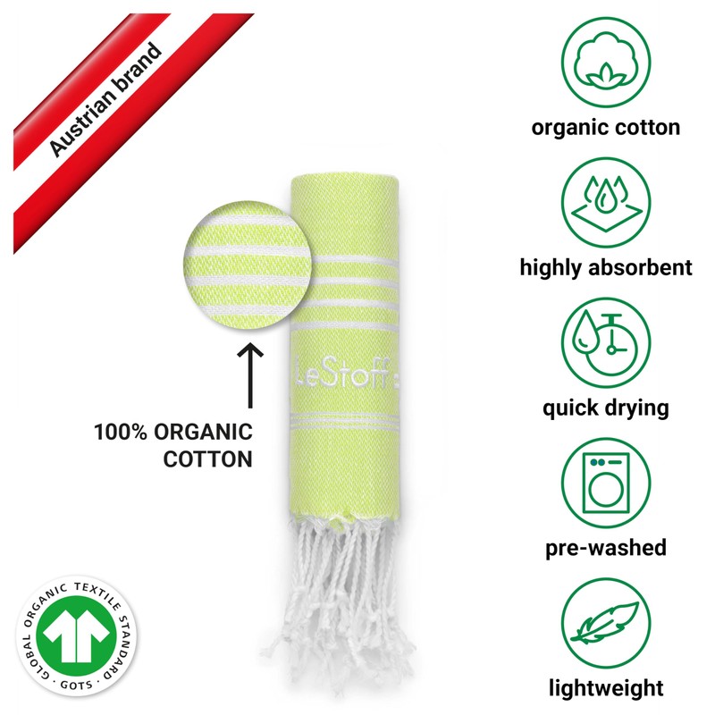 LeStoff Premium Hammam Towel - 100% Organic Cotton - Pre-washed