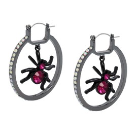 Betsey Johnson Womens Spider Hoop Earrings