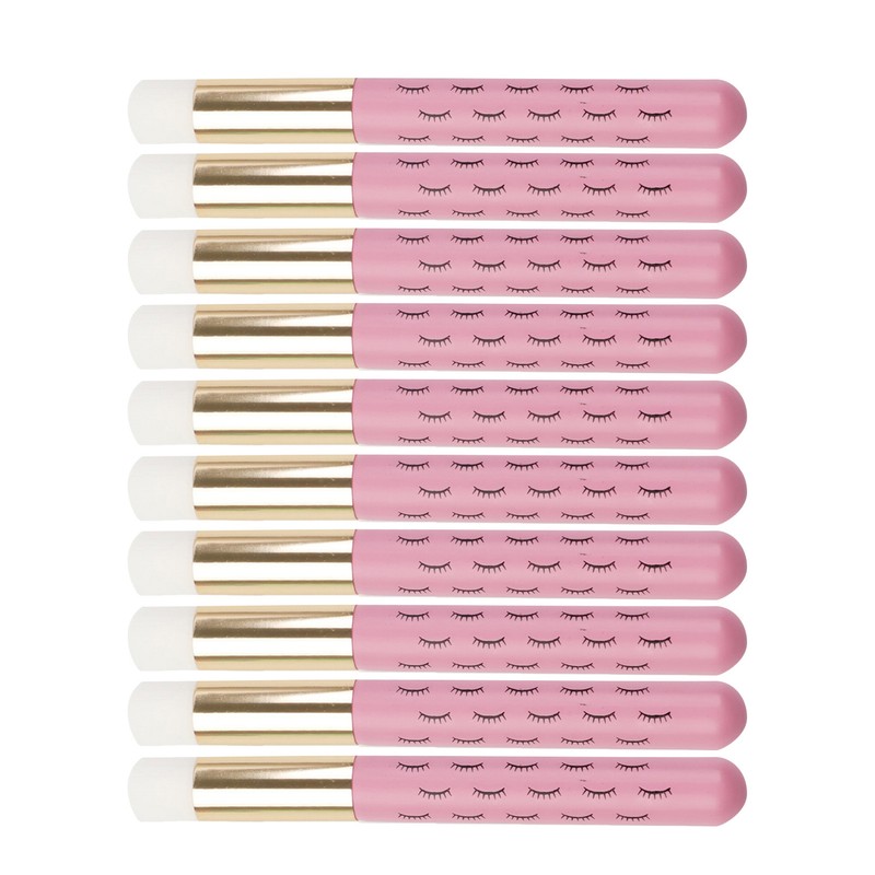 10pcs Facial Lash Shampoo Brushes Golden Tube Aluminum Acrylic Handle