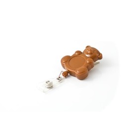 KEY-BAK RETRACT-A-BADGE Teddy Bear Shaped 5-Pack Retractable Badge Holder with 36" Cord, Swivel Bulldog Clip, Brown