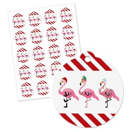 Big Dot of Happiness Flamingle Bells - Tropical Flamingo Christmas Party Favor Gift Tags (Set of 20)