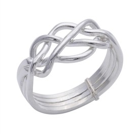 Silverly Women Men 925 Sterling Silver Traditional Celtic Knot Twist Four Band Puzzle Ring, Sterling Silver