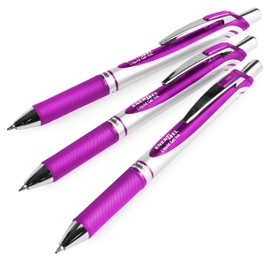 Pentel EnerGel XM BL77 - Retractable Liquid Gel Ink Pen - 0.7mm - 54% Recycled - In Pillow Packaging - Pack of 3 - Magenta