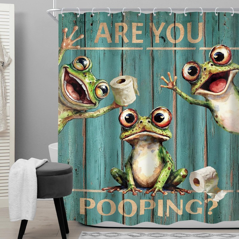 Are You Pooping Frog Funny Retro Farmhouse Door Bathroom Shower