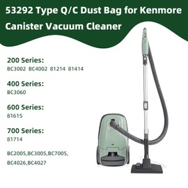 12 Pack 53292 Type Q/C Canister Vacuum Bags for Kenmore 200 400 600 700 800 Series Canister Vacuum Cleaner, Large Capacity Replacement Bag Accessories Set