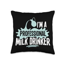 Funny Professional Milk Drinker Milk Splash Farmers Throw Pillow