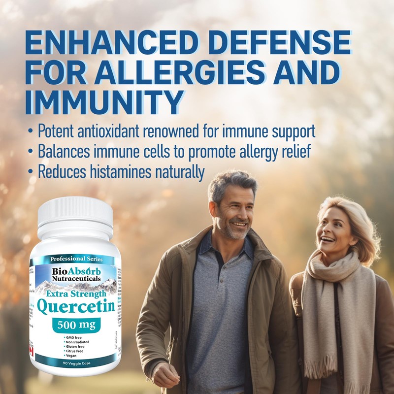 Quercetin Supplement 500 mg Extra Strength. 60-Day Supply, 120 Vegan
