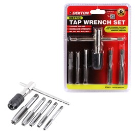 DEKTON 6-Piece Metric Tap Wrench Set - Adjustable Tap Wrenches, Precision Fit for Tap and Die, Durable Chrome Vanadium Steel, Versatile for Various Threading Jobs, Ideal for Professional and DIY Use
