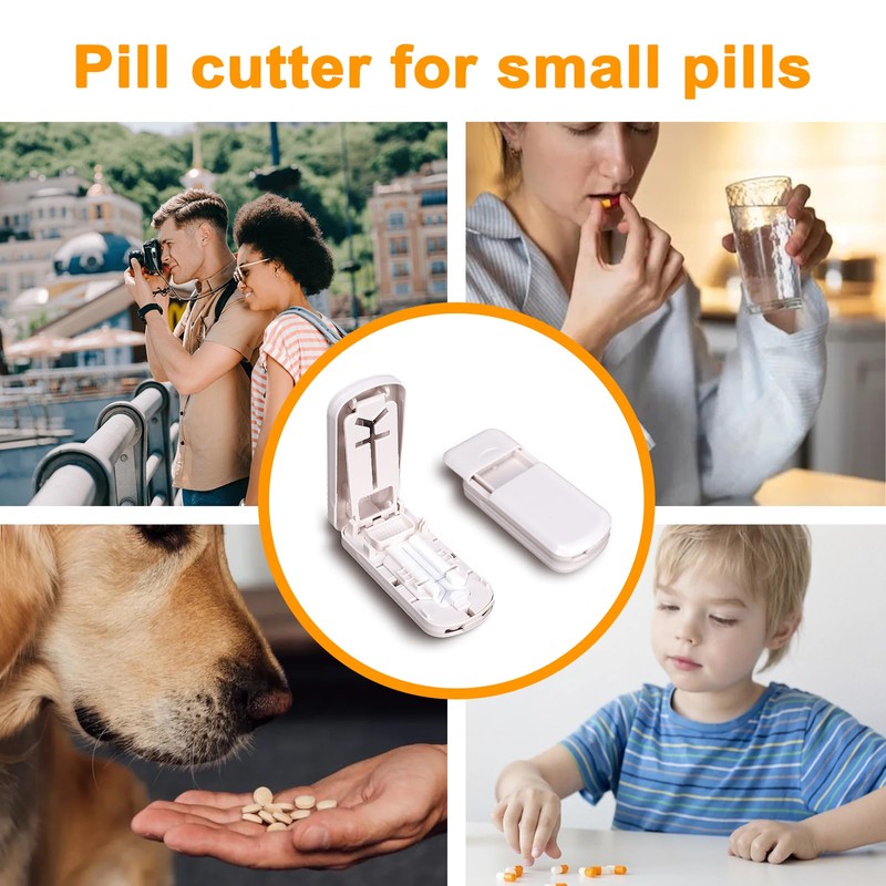 Pill Cutter for Small Pills, Tablet Splitter with Storage, Pill