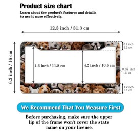 License Plate Frames Multicolor Custom License Plate Frame Dogs Collection Universal Aluminum Car Accessory 2 Pack with Screw Covers Set