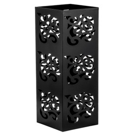 Kingrol Metal Umbrella Holder with Decorative Cloud Design, Square Entryway Organizer for Home/Office - Holds Multiple Umbrellas, Walking Sticks & Canes, 6 x 6 x 15.75 Inch