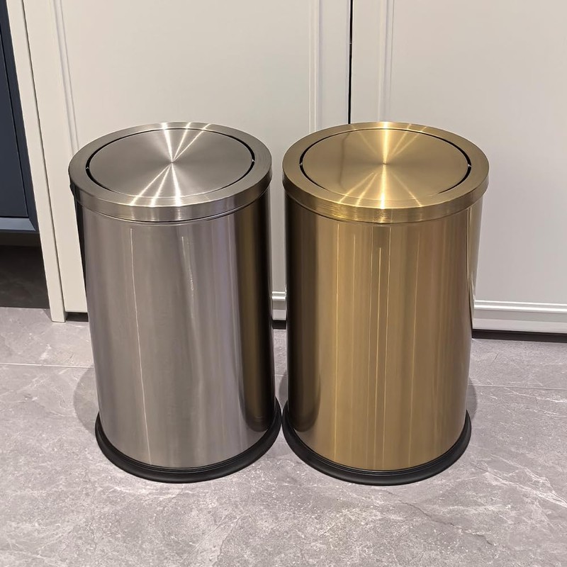 LEASYLIFE 4.8GALStainless Steel Bathroom Trash Can with Lid, Silver Trash