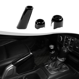 RT-TCZ Gear Shift Knob Cover Trim Handbrake Cover Drive Mode Shift Knob Cover Decorative Interior Accessories for Jeep Wrangler JL JLU & Gladiator JT 2018-2022,Black