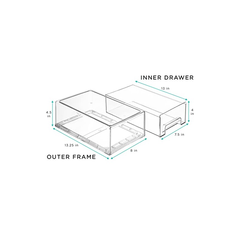 Sorbus Fridge Drawers - Clear Stackable Pull Out Refrigerator Organizer