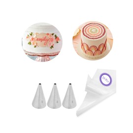 #3 Icing Tip and Bag Set – 3 Round Decorating Tips & 20 Disposable 8-Inch Piping Bags for Outlines, Dots, Writing & Detail Work