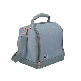 BUILT Insulated Lunch Bag with 'The Mindful' Design, Polyester, Grey/Pale Pink, 18.5 x 24 x 26 cm