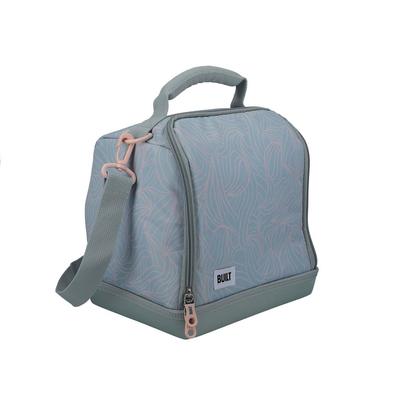 BUILT Insulated Lunch Bag with 'The Mindful' Design, Polyester, Grey/Pale