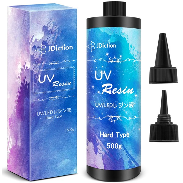JDiction UV Resin, 500g Ultraviolet Epoxy Resin Super Crystal Clear Hard Glue Solar Cure Sunlight Activated Resin for Handmade Jewelry, DIY Craft Decoration, Casting and Coating
