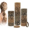Hair Ties 100 Pack Leopard Print and Solid Black Elastic