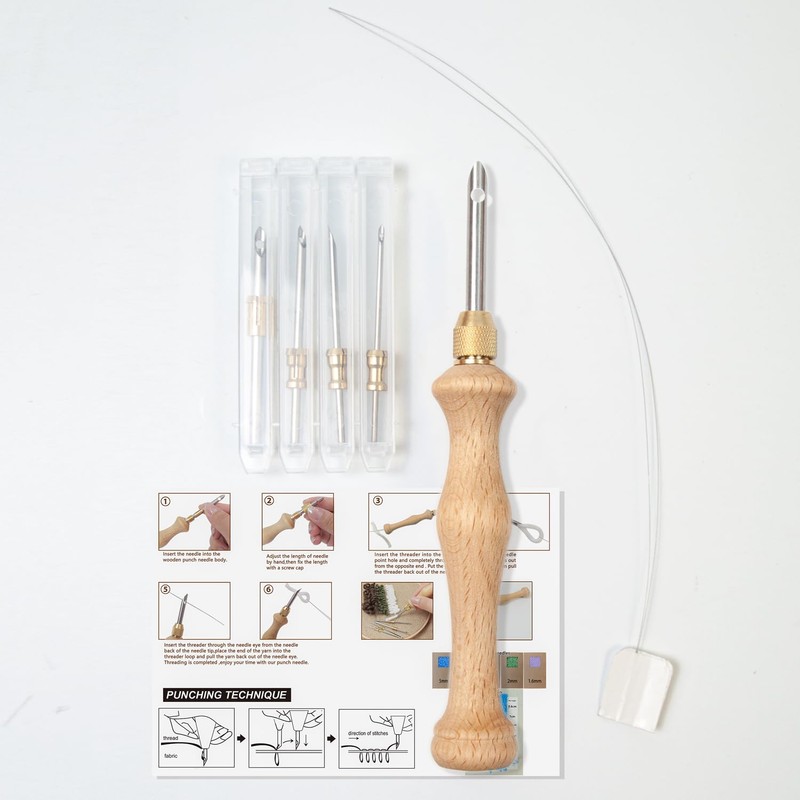 Lampstop Punch Needle Kit 1.6mm-2mm-2.5mm-3.5mm-5mm Metal Tubes Wooden Punch Needle