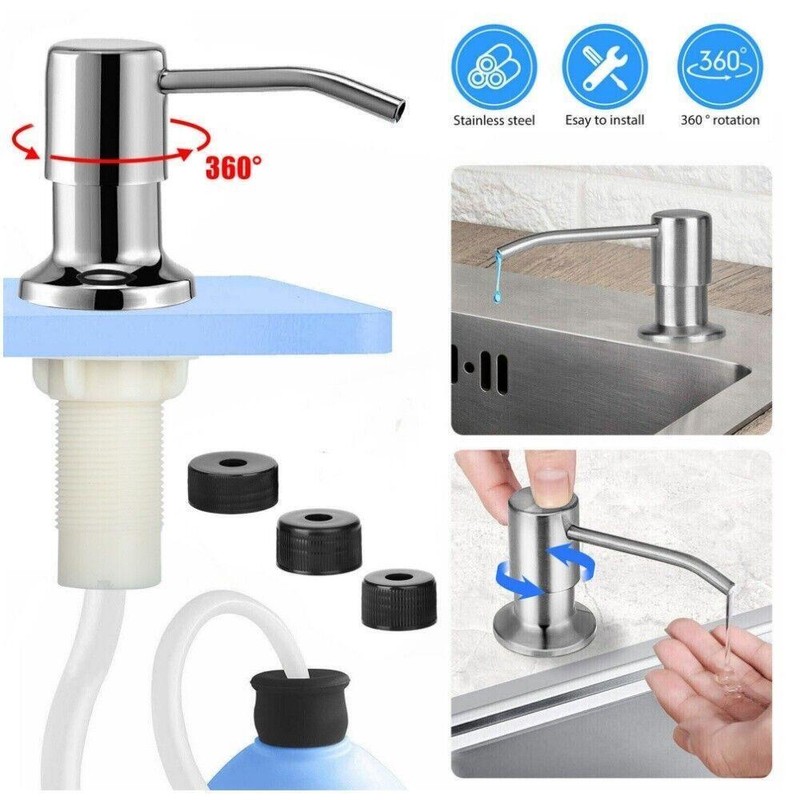 Sink Soap Dispenser for Kitchen Sink Stainless Steel 47" Silicone