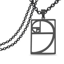 PLITI Golden Ratio Necklace Geometic Gift Mathematics Gift Fibonacci Sequence Ratio Symbol Pendant For Math Lover (Golden Ratio rectangle necblCA)