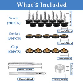 GTAAOY 150 PCS Boat Canvas Snaps, Marine Grade 3/8" Socket Canvas Snaps Kit with 3 PCS Setting Tool, Snap Fasteners kit for Boat Cover Furnitures(Black-Screws 15mm)