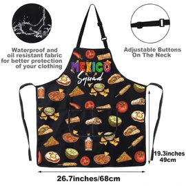 JNIAP Mexican Chef Apron Mexican Kitchen Apron El Jefe Apron Mexico Cooking Apron Mexican Food Apron Mexicao Chef Gifts, Mexicosquad, Large